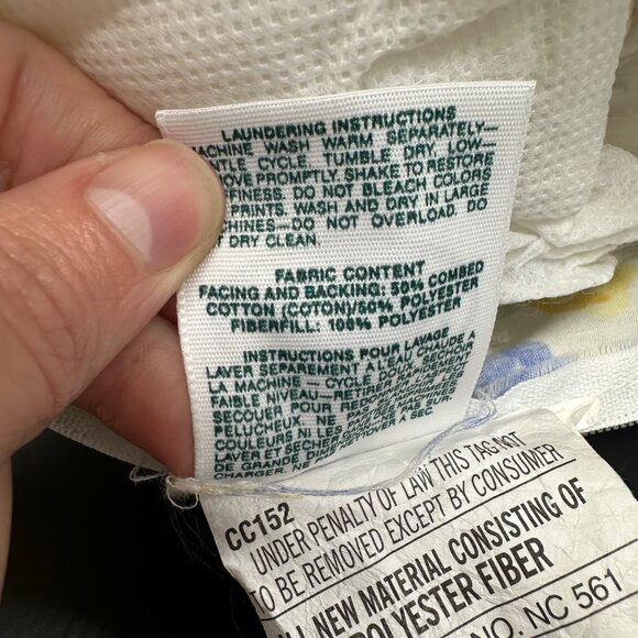 Vintage Throw Pillow Laura Ashley Charlotte USA Floral Ruffled 90s Blue Yellow - Picture 5 of 8